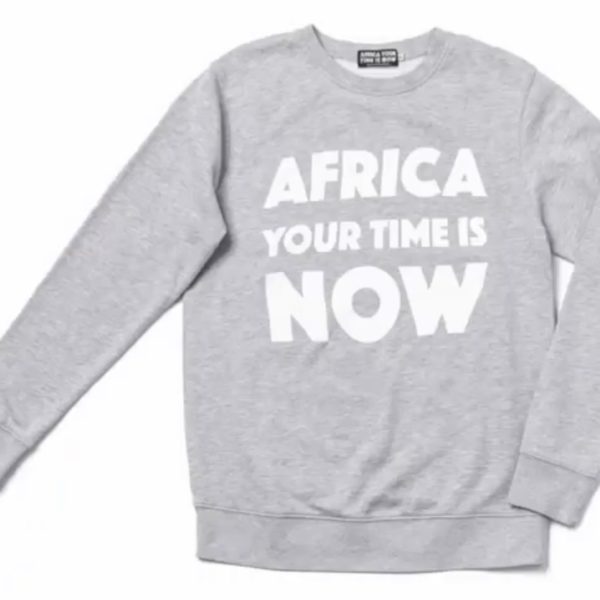 OFFRE ASBYAS AFRICA YOUR TIME IS NOW SWEAT-SHIRT GRIS LETTRES BLANCHE